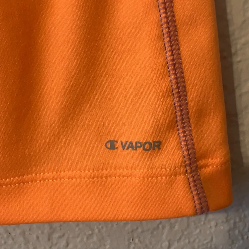 Champion Performance Orange V-Neck Short Sleeve Workout Shirt Size Large